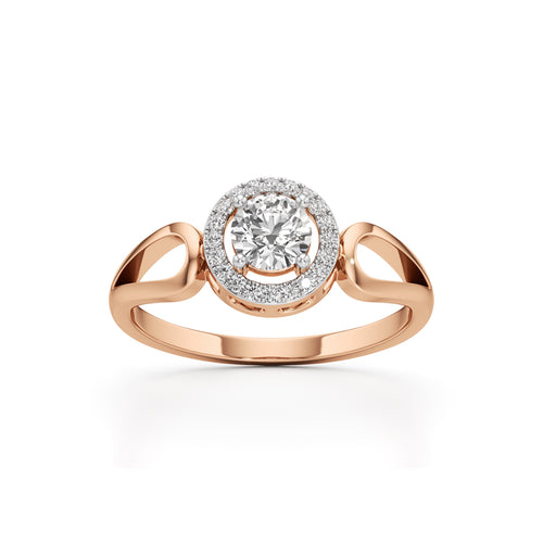 Elegant Round Halo Gold Ring