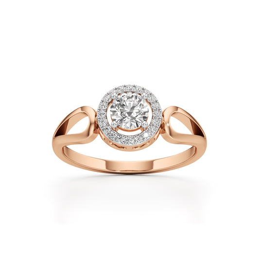 Elegant Round Halo Gold Ring