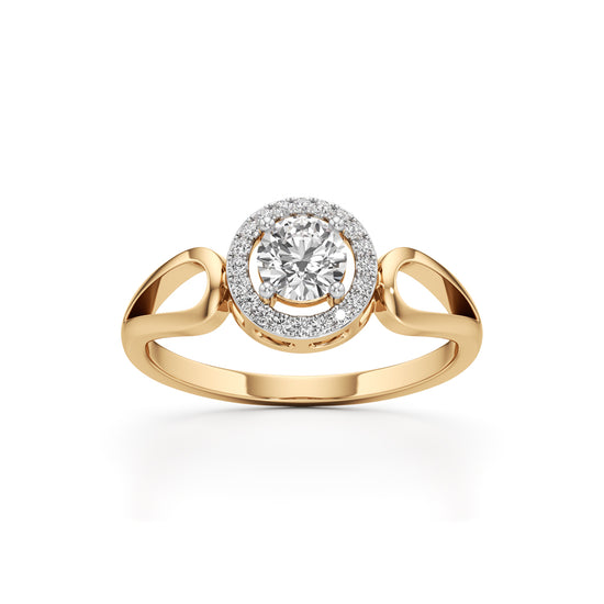 Elegant Round Halo Gold Ring