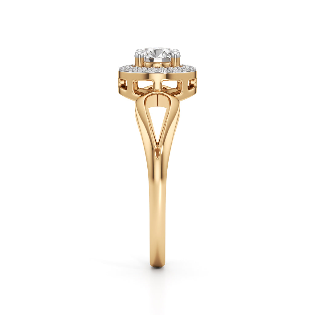 Elegant Round Halo Gold Ring