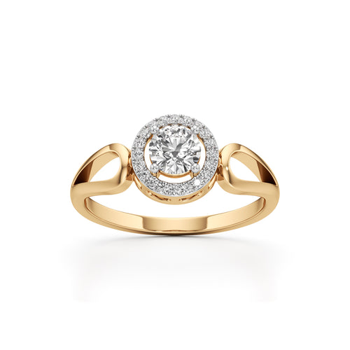 Elegant Round Halo Gold Ring