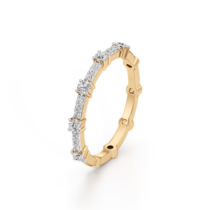 925 Silver 18K Gold Plated Diamond-Style Eternity Ring – Luxury Fine Finish