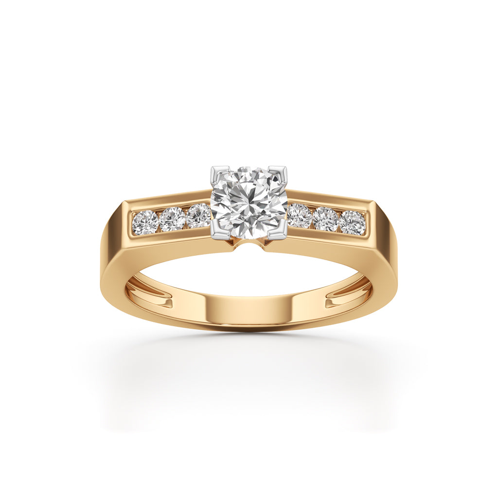 Elegant Round Side Stone Diamond Ring