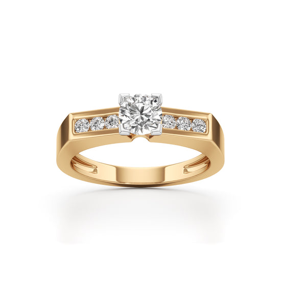 Elegant Round Side Stone Diamond Ring