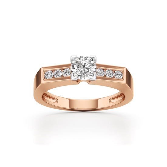 Elegant Round Side Stone Diamond Ring
