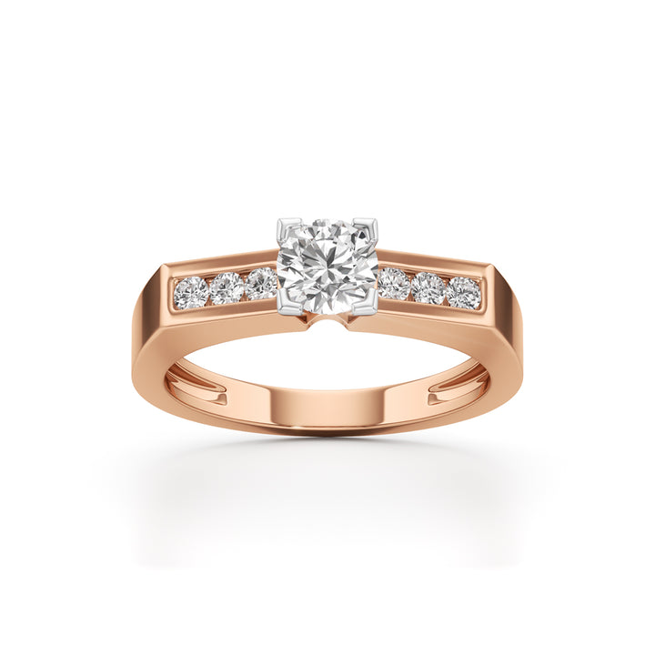 Elegant Round Side Stone Diamond Ring