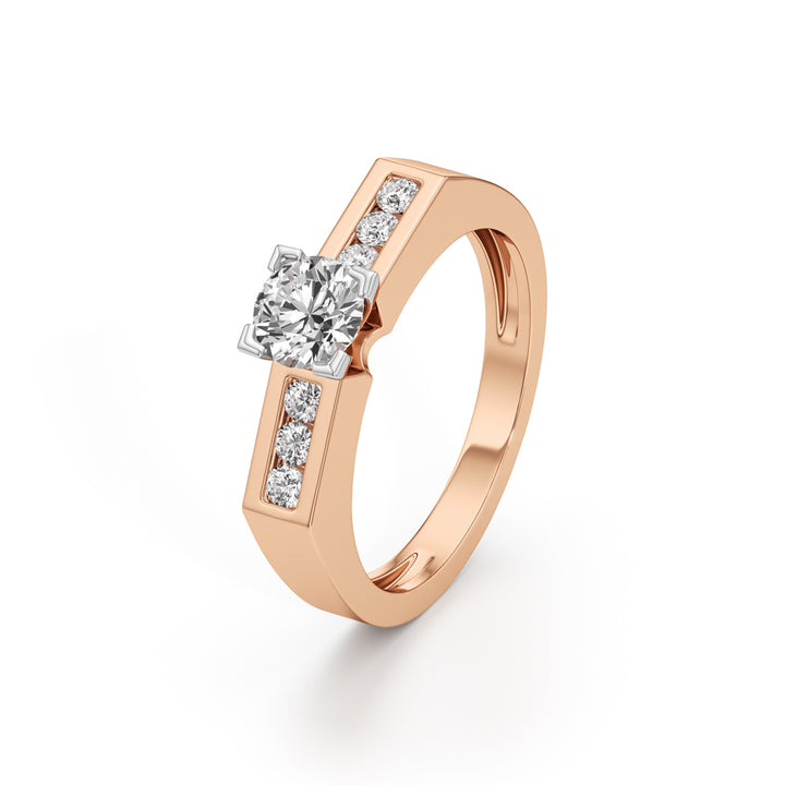 Elegant Round Side Stone Diamond Ring
