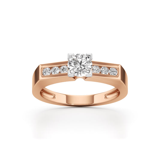 Elegant Round Side Stone Diamond Ring