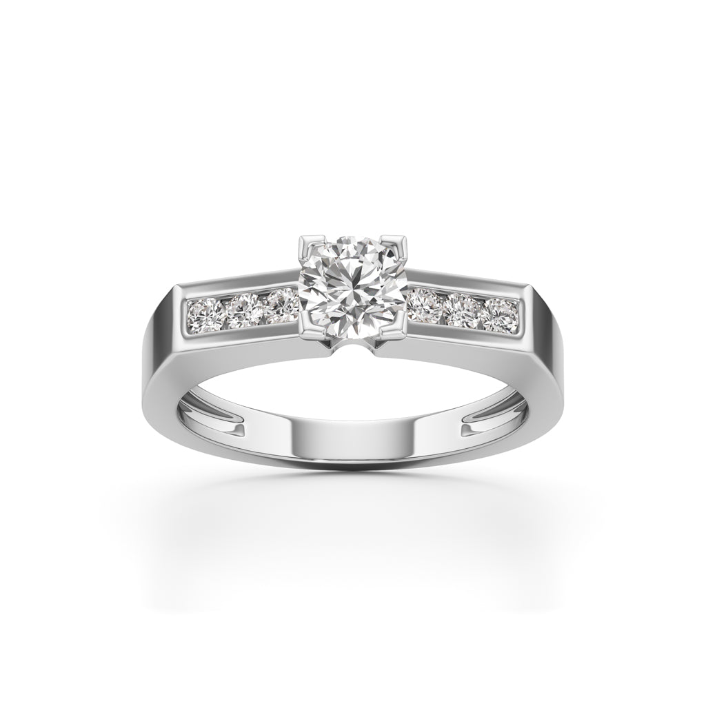 Elegant Round Side Stone Diamond Ring