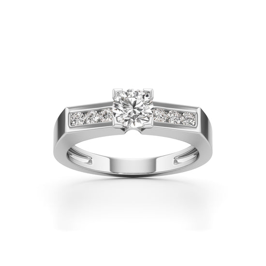Elegant Round Side Stone Diamond Ring