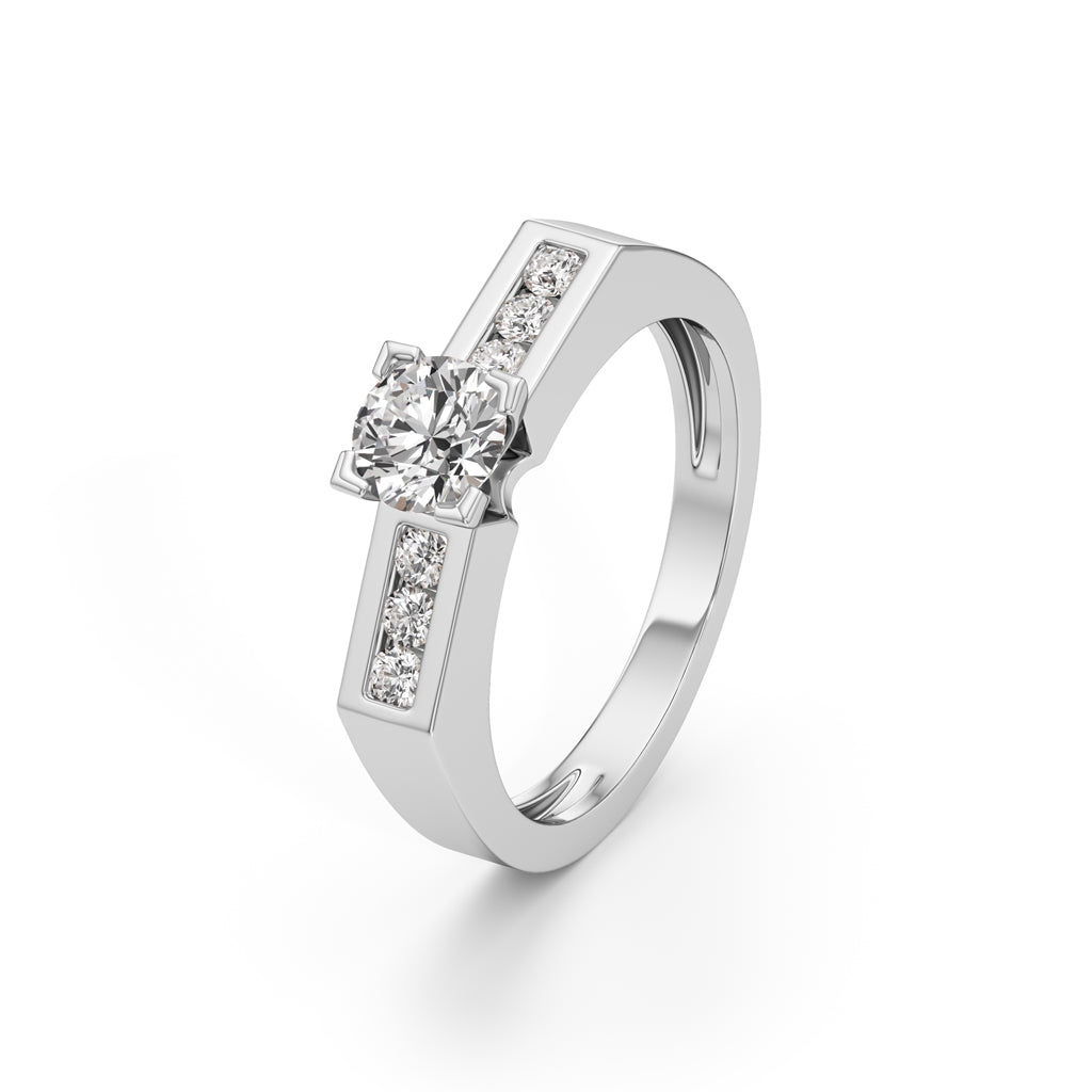 Elegant Round Side Stone Diamond Ring