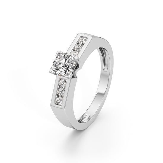 Elegant Round Side Stone Diamond Ring