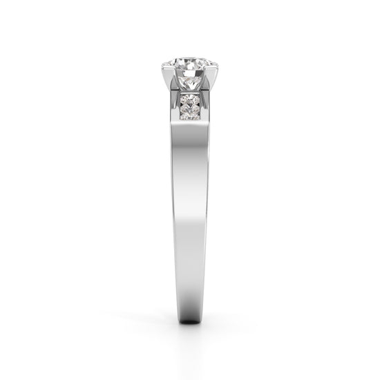 Elegant Round Side Stone Diamond Ring