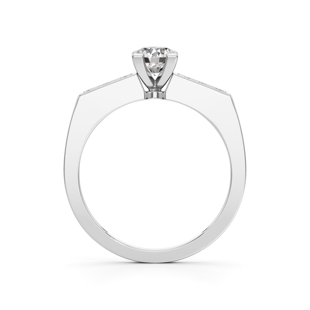 Elegant Round Side Stone Diamond Ring