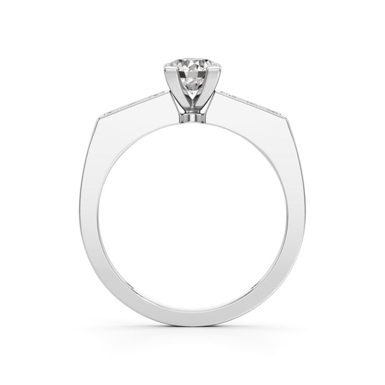 Elegant Round Side Stone Diamond Ring