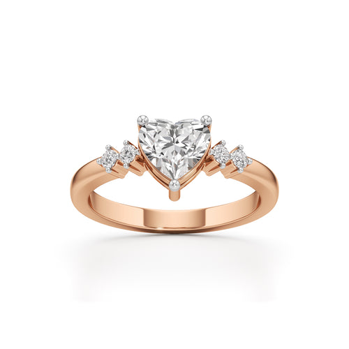 125Ct Heart Side Stone Diamond Ring