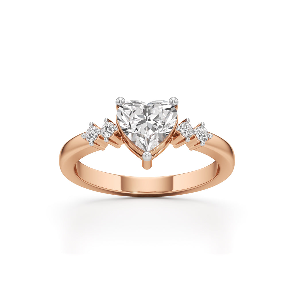 1.25Ct Heart Side Stone Diamond Ring