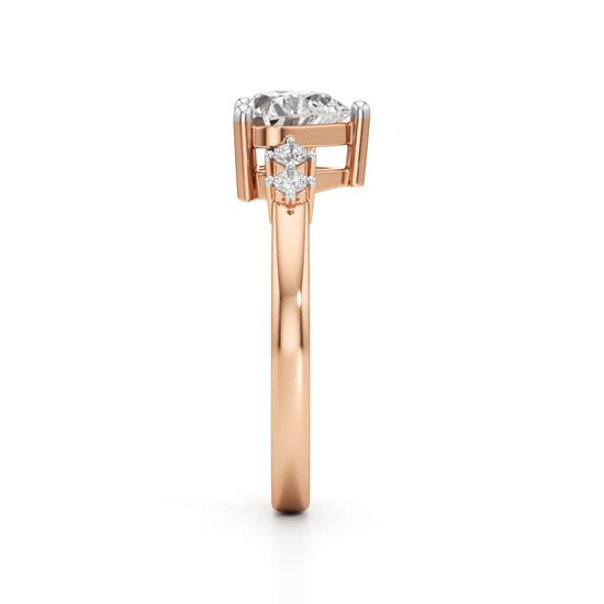 1.25Ct Heart Side Stone Diamond Ring