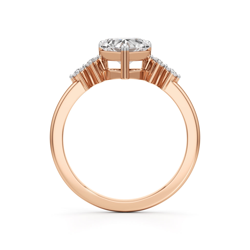 1.25Ct Heart Side Stone Diamond Ring