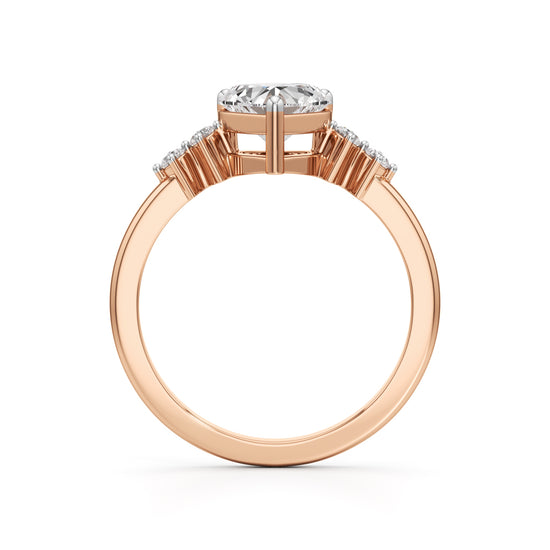 1.25Ct Heart Side Stone Diamond Ring