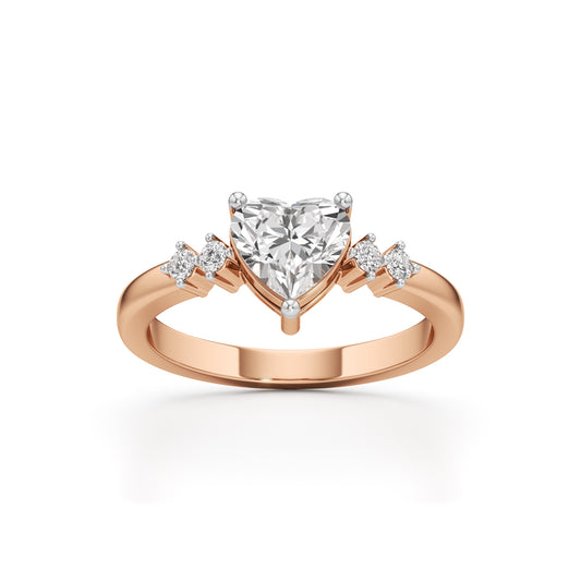 125Ct Heart Side Stone Diamond Ring