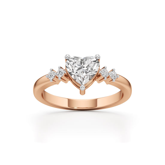 125Ct Heart Side Stone Diamond Ring