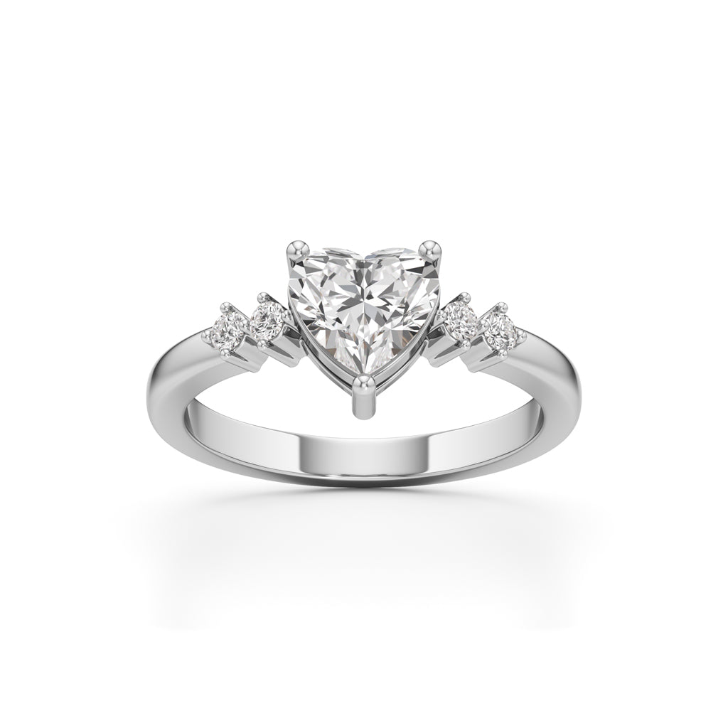 1.25Ct Heart Side Stone Diamond Ring
