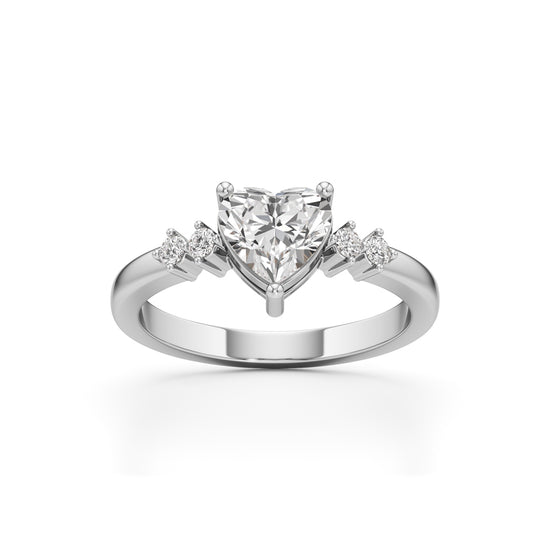 1.25Ct Heart Side Stone Diamond Ring
