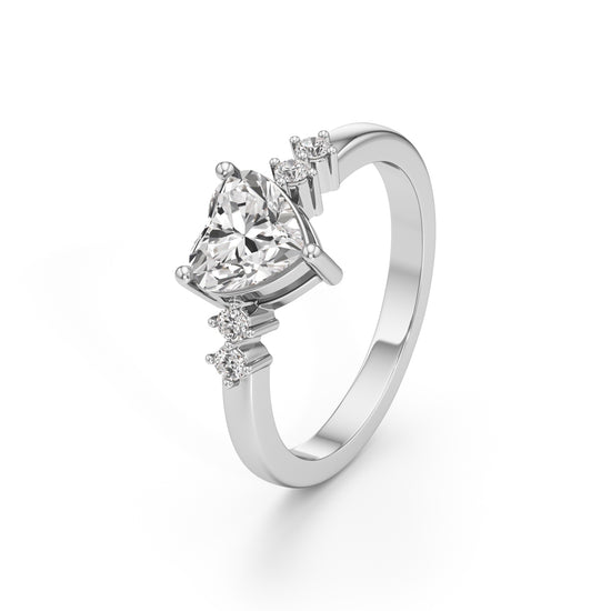 1.25Ct Heart Side Stone Diamond Ring