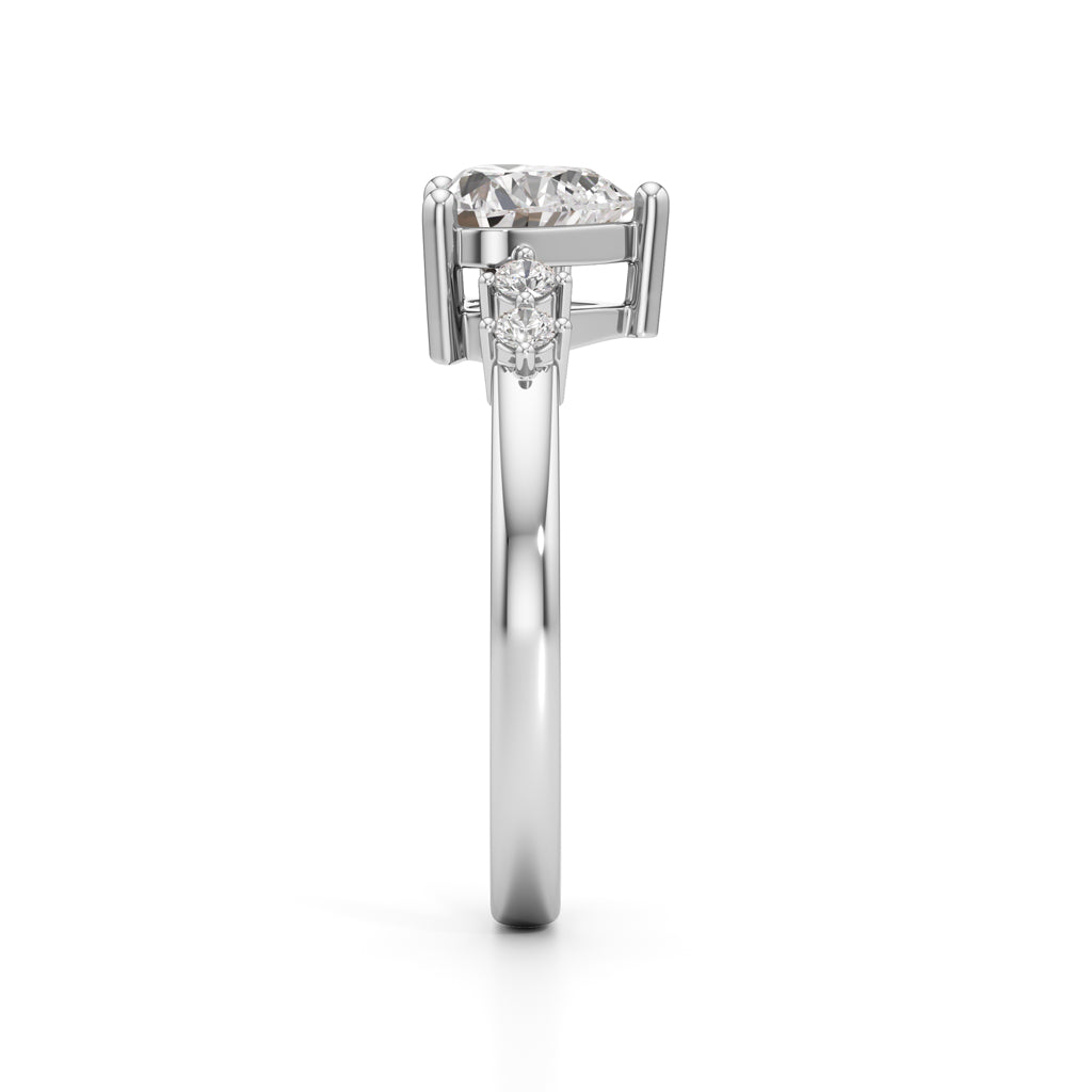 1.25Ct Heart Side Stone Diamond Ring