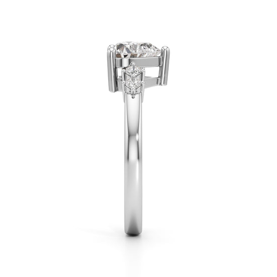 1.25Ct Heart Side Stone Diamond Ring
