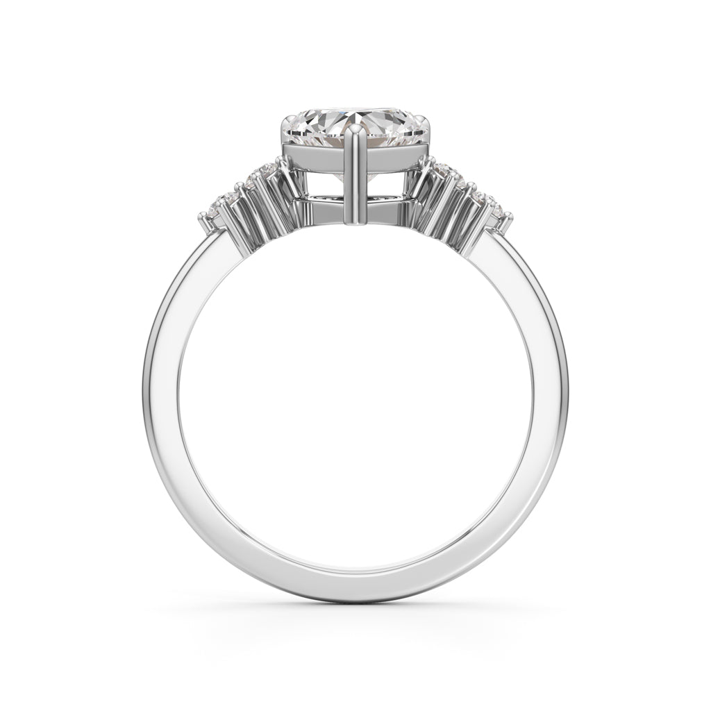 1.25Ct Heart Side Stone Diamond Ring