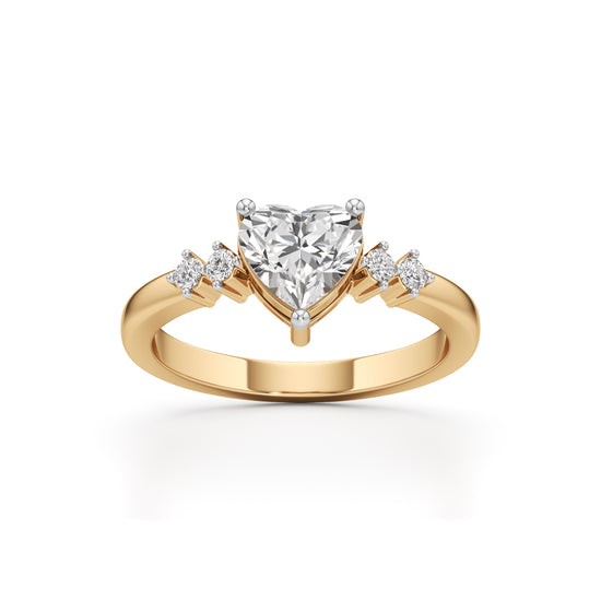1.25Ct Heart Side Stone Diamond Ring