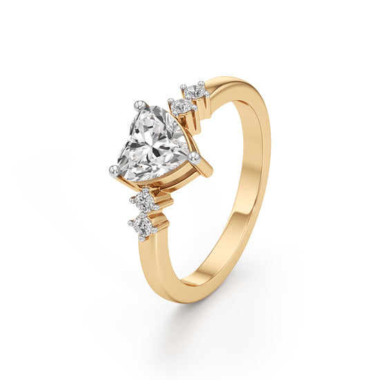 1.25Ct Heart Side Stone Diamond Ring