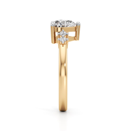 1.25Ct Heart Side Stone Diamond Ring