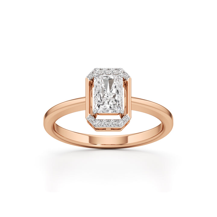 Aurora Halo Emerald-Cut Engagement Ring