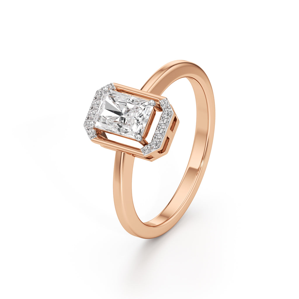 Aurora Halo Emerald-Cut Engagement Ring