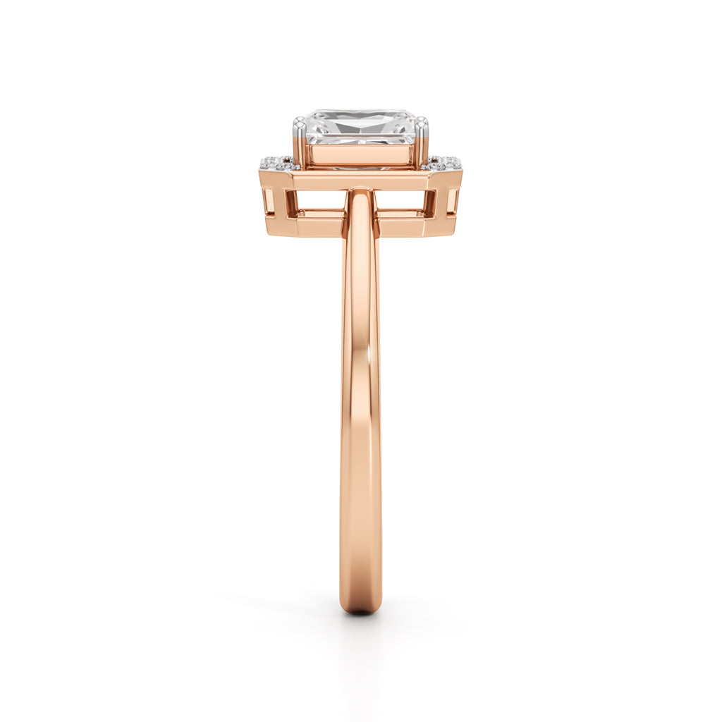 Aurora Halo Emerald-Cut Engagement Ring