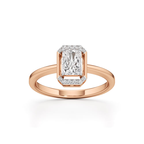 Aurora Halo EmeraldCut Engagement Ring