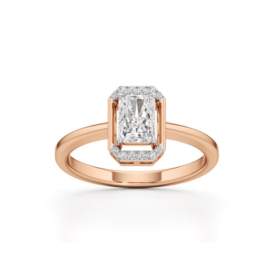 Aurora Halo EmeraldCut Engagement Ring