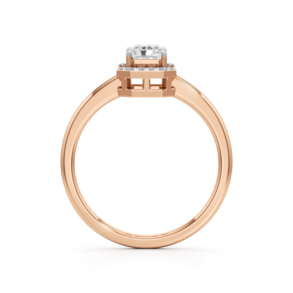 Aurora Halo EmeraldCut Engagement Ring