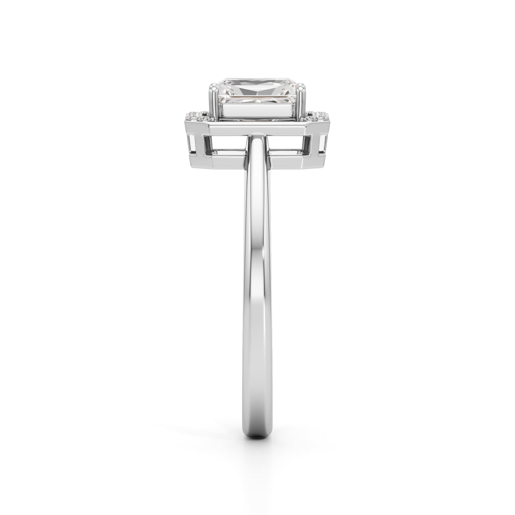 Aurora Halo Emerald-Cut Engagement Ring