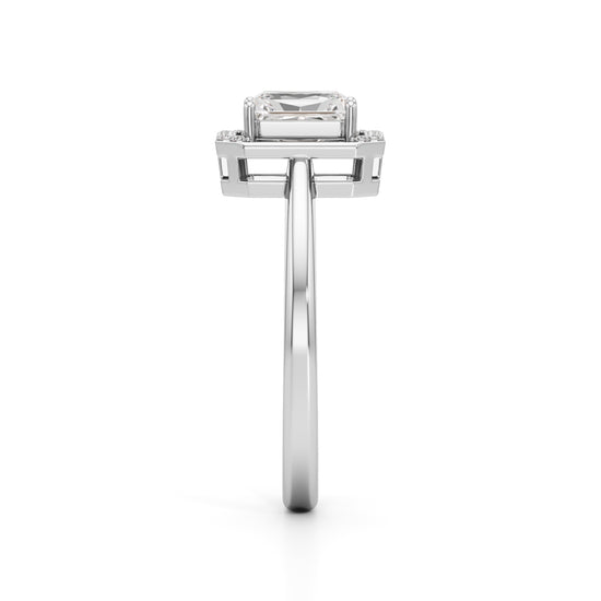 Aurora Halo Emerald-Cut Engagement Ring