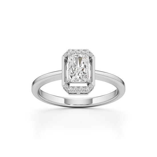 Aurora Halo EmeraldCut Engagement Ring