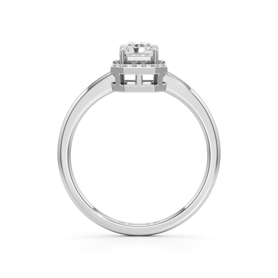 Aurora Halo EmeraldCut Engagement Ring