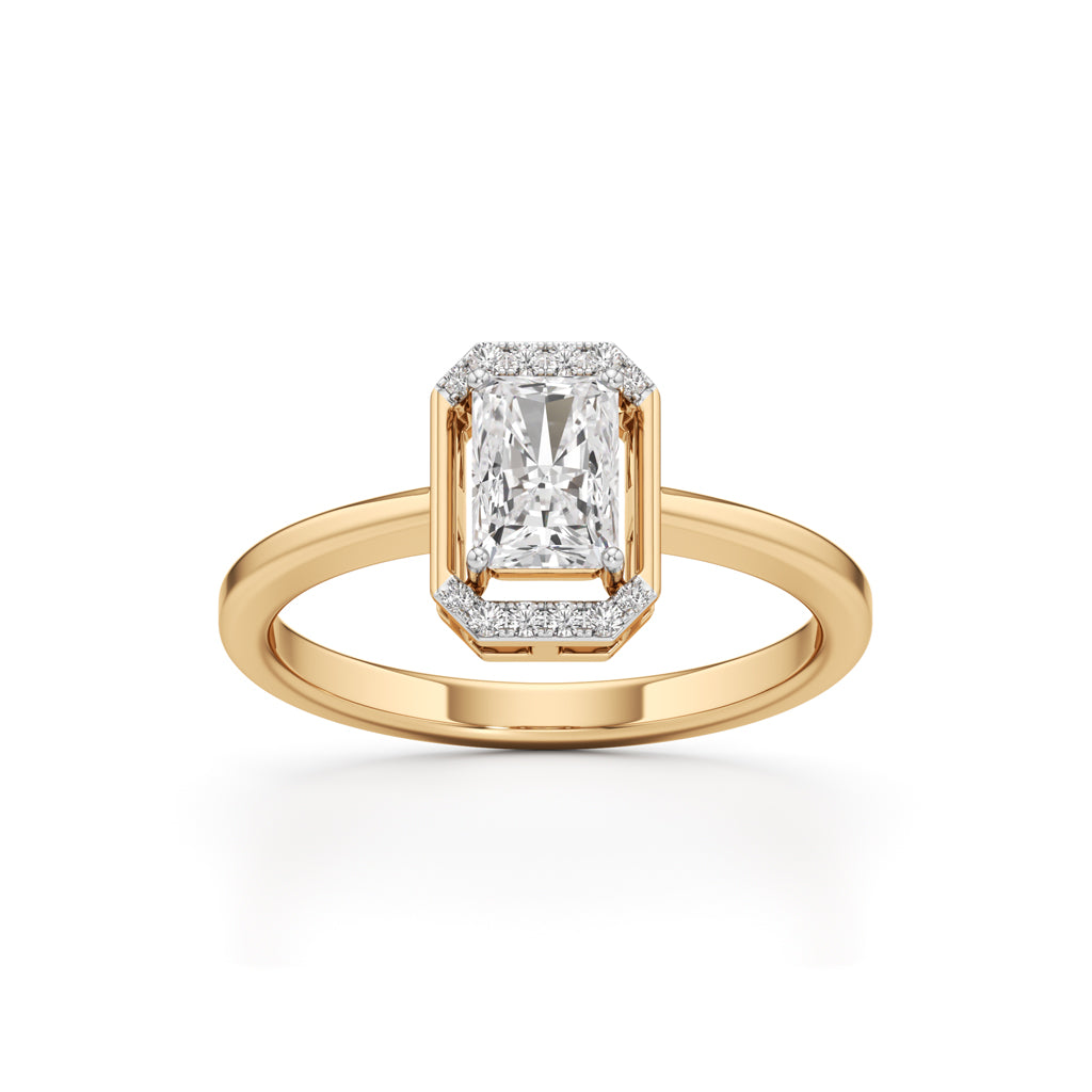 Aurora Halo Emerald-Cut Engagement Ring
