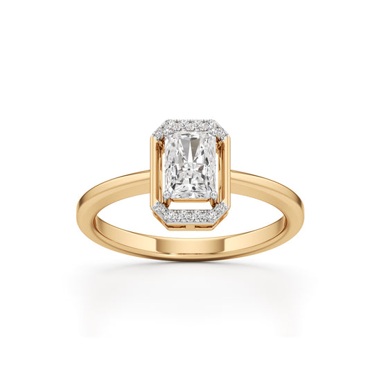 Aurora Halo Emerald-Cut Engagement Ring