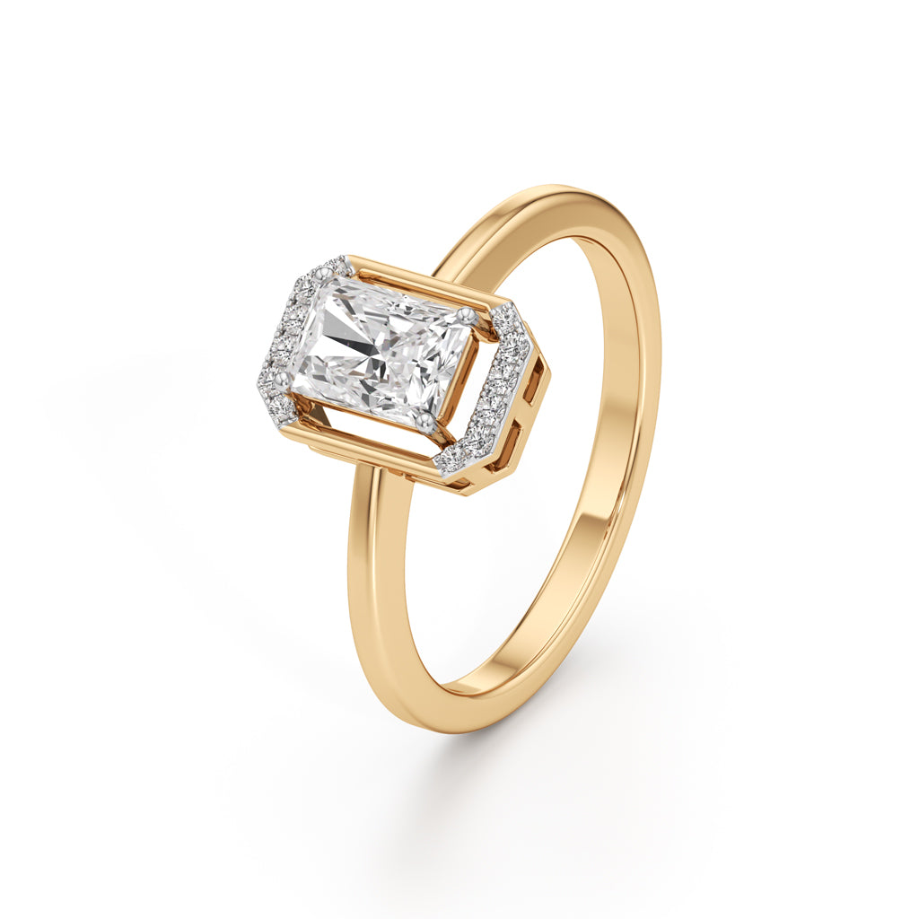 Aurora Halo EmeraldCut Engagement Ring
