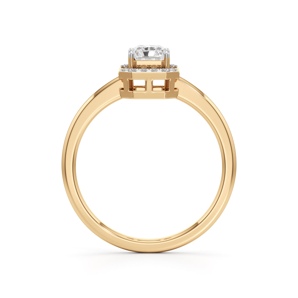 Aurora Halo EmeraldCut Engagement Ring