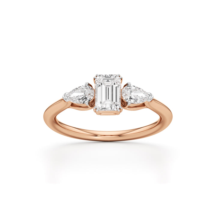 Celestia Emerald & Pear Trio Ring